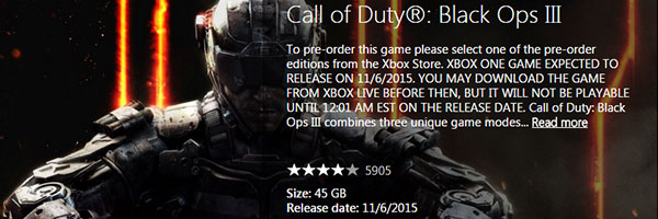 Black Ops III Digital Download Size Revealed; Xbox One Digital Pre-Orders Canceled?